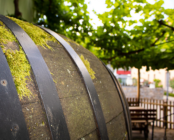 Weinfässer im Keller des Weingut Kauppert
